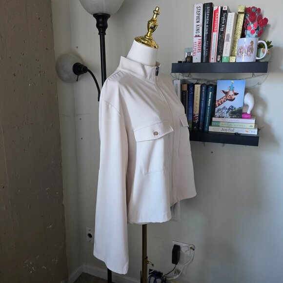 Halara Silky Lightweight Cream Colored Jacket with Roll Tab Long Sleeves NWT - Picture 10 of 16